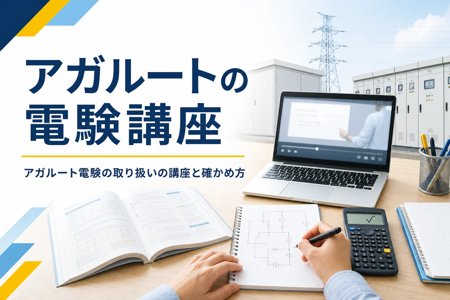 アガルートで扱っている電験講座の中身と、申し込む前に確かめる点を解説する記事のアイキャッチ