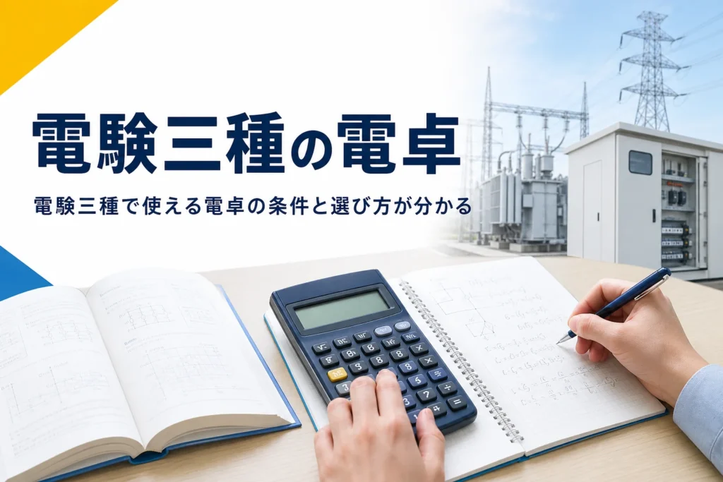 電験三種で使える電卓の持ち込み条件と選び方を紹介する記事のアイキャッチ