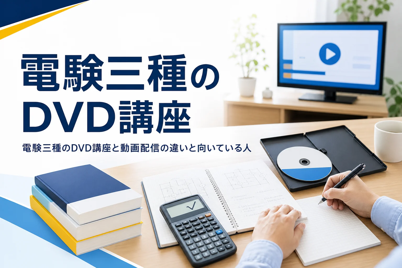 電験三種のDVD講座について、動画配信との違いと向いている人を解説する記事のアイキャッチ