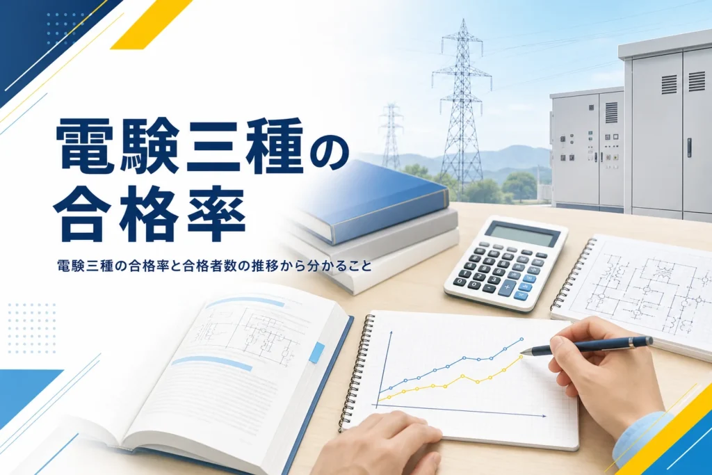 電験三種の合格率と合格者数の推移、数字から分かることを紹介する記事のアイキャッチ