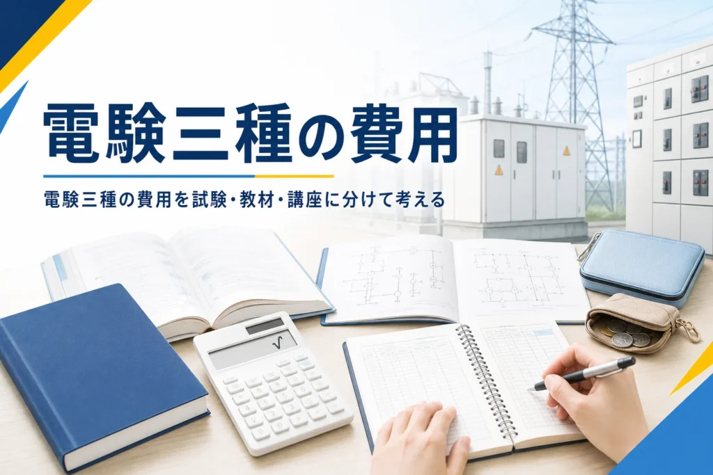 電験三種の費用として、受験手数料・免状の手数料・教材代の考え方を解説する記事のアイキャッチ