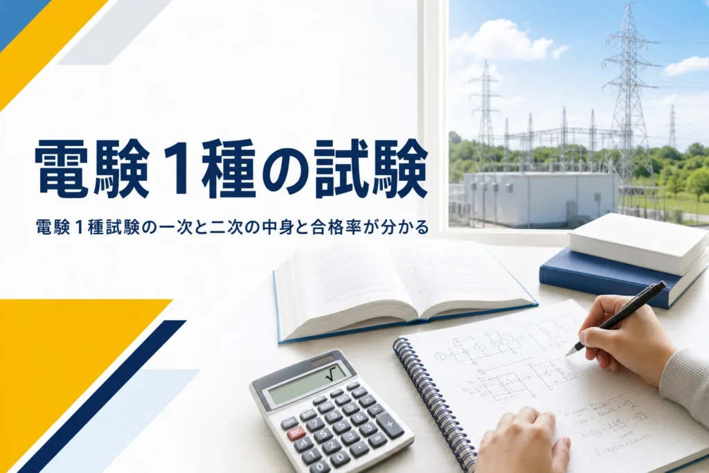 電験1種の試験の一次・二次の内容と合格率を紹介する記事のアイキャッチ
