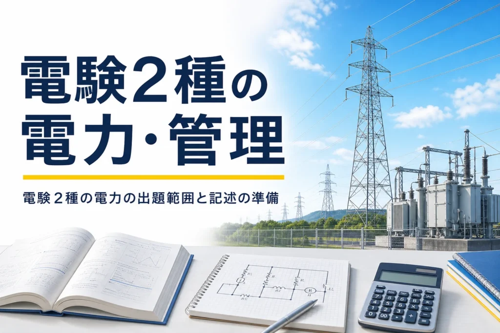 電験2種の電力・管理について、出題範囲と記述の準備を紹介する記事のアイキャッチ