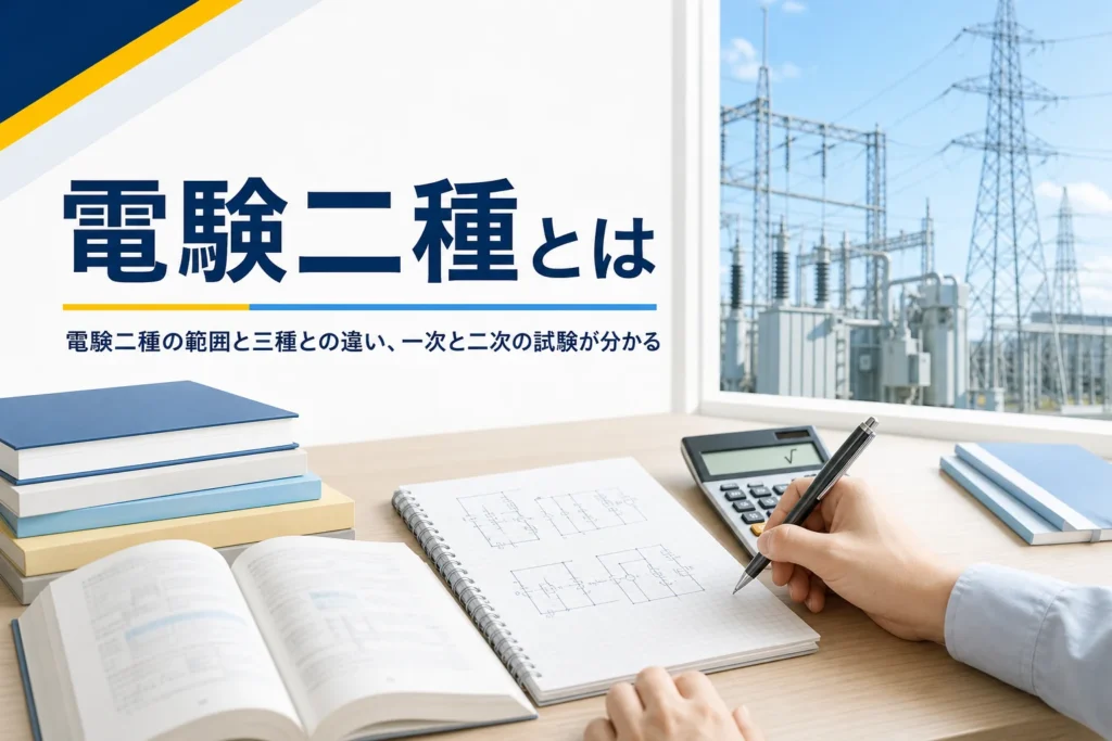 電験二種とは何か、三種との違いと一次・二次の試験の流れを紹介する記事のアイキャッチ