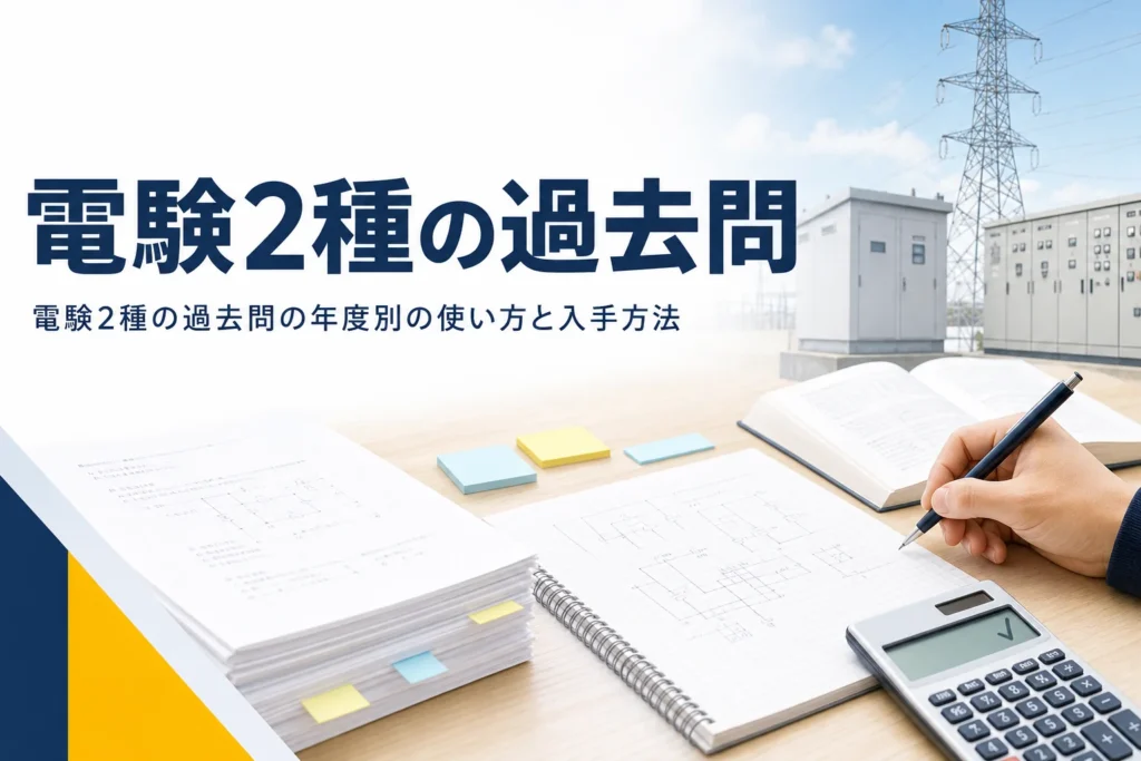 電験2種の過去問について、年度別の使い方と入手方法を紹介する記事のアイキャッチ