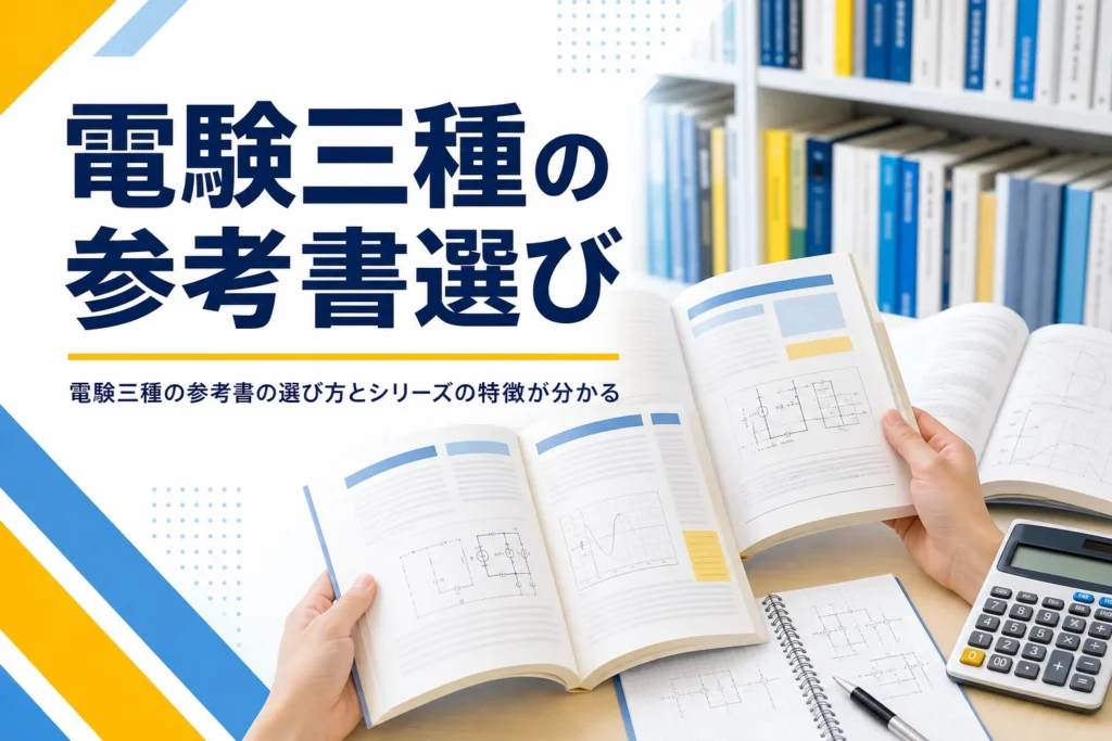 電験三種の参考書の選び方と、出版社ごとのシリーズの特徴を解説する記事のアイキャッチ