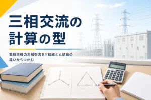 電験三種の三相交流を、Y結線とΔ結線の計算の型で紹介する記事のアイキャッチ