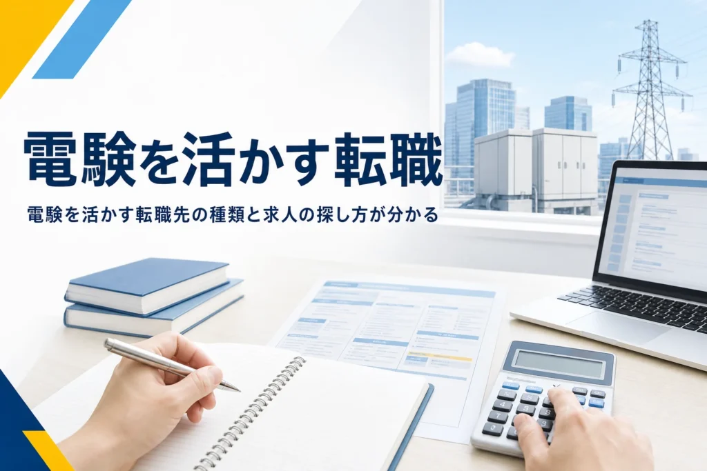 電験を活かす転職先の種類と、求人の探し方・転職サービスの使い方を紹介する記事のアイキャッチ