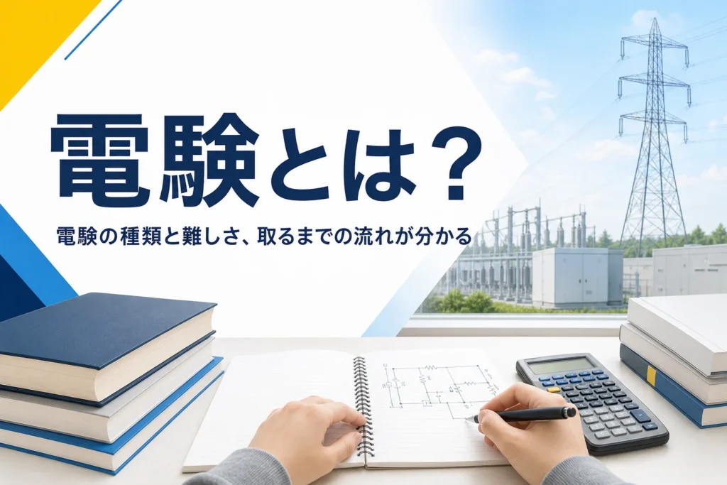 電験とは何か、電気主任技術者試験の種類・難しさ・取るまでの流れを紹介する記事のアイキャッチ